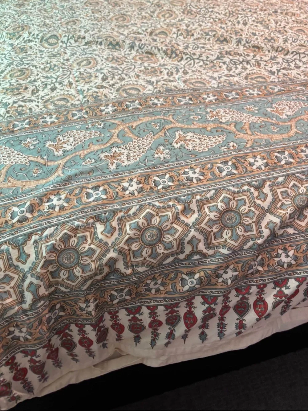 Pottery Barn Paisley-Print Cotton Comforter in Beige and Sage
